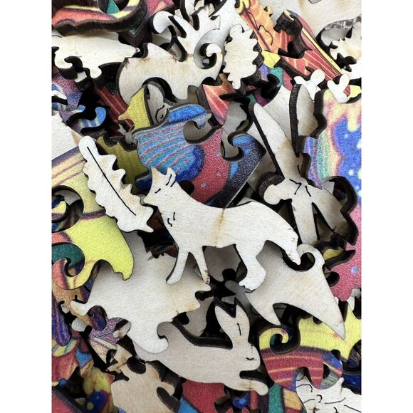 Wooden Jigsaw Puzzle Alluring Fox Rainbow Odd Shapes Complex Pieces READ - Picture 8 of 15